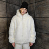 Faux fur luxury jacket handmade premium fleece jacket fluffy hooded coat in cream