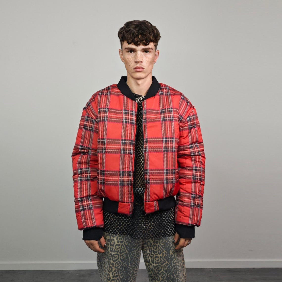 Zombie print bomber horror fan jacket creepy reversible college varsity detachable sleeves handmade tartan grunge punk coat