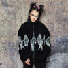 Bones fleece jacket faux fur grunge skeleton bomber in black