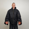 Hooded oversize bomber jacket black baggy punk utility