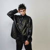 Faux leather shirt PU cowboy jacket rocker metal bucket blouse grunge punk top button up faux leather jacket in black