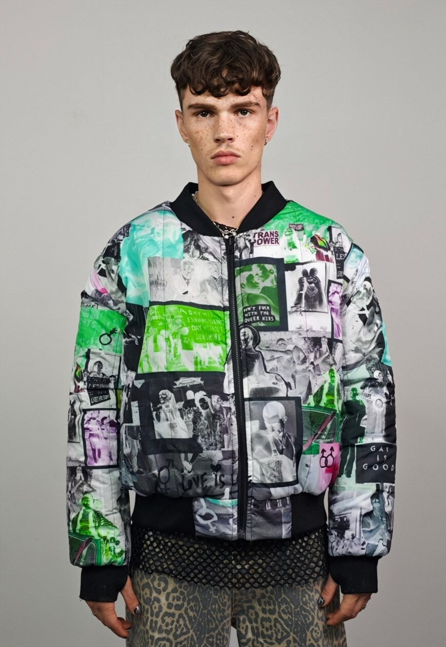 Gay varsity jacket LGBT reversible bomber lesbian puffer