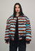 Horizontal stripe varsity jacket zebra reversible bomber