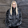 Faux fur stripe jacket retro fluffy fleece zebra bomber grey