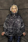 Reversible Spider web jacket handmade fleece bomber in black