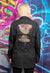 Transparent mesh blazer reworked see-through jacket in black