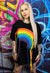 Rainbow t-shirt reworked rope top thread patch tee in black