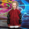 Grunge varsity jacket Gothic patch baseball bomber in red