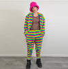 Striped rainbow fleece jacket psychedelic hood festival glitch rave bomber carnival overcoat LGBT jumper gay pride pullover burning man top