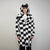 SKA check fur coat plaid long trench chequered gothic overcoat chess pattern bomber festival geometric jacket customizable geometric peacoat