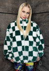 Chess check fleece jacket handmade reversible bandanna coat