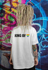 Gay King T-shirt LGBT rainbow heart tee Pride top in white