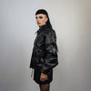 Faux leather bomber jacket utility punk bomber gorpcore coat going out PU puffer varsity fancy dress coat catwalk jacket in black