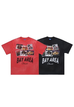 San Francisco t-shirt Bay area tee retro American top red