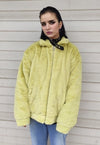 Fleece bomber jacket faux fur aviator coat in pastel green