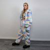 Unicorn fur joggers winter raver pants fluffy rainbow trousers skiing fleece tie-dye overalls festival bottoms burning man pants pastel pink