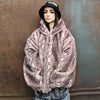 Python faux fur bomber handmade detachable snake jacket pink