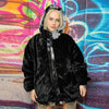 Tie-dye fleece jacket reversible faux fur gradient jacket