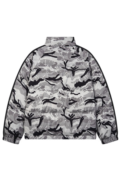 Military puffer jacket camo print bomber army pattern coat