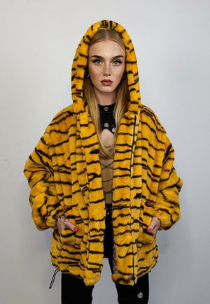 Tiger print jacket animal print bomber detachable zebra coat