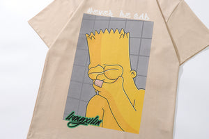 Vintage Bart Simpson t-shirt sad boy tee retro cartoon top in Beige