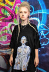 Robot t-shirt Ex machina print tee punk Alien top acid black