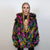 Hooded faux fur stripe neon jacket festival bomber rave coat