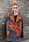 Tie-dye fleece bomber handmade gradient hood jacket orange