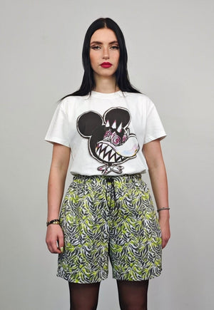 Creepy mouse t-shirt Horror Mickey cartoon cropped top white