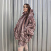 Luxury snake jacket faux fur python print bomber handmade fluffy catwalk fleece puffer premium grunge hooded coat in pastel pink black