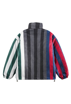 Striped corduroy bomber racing jacket motorsports puffer