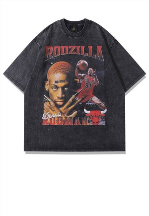 Dennis Rodman t-shirt vintage wash tee retro Rodzilla top