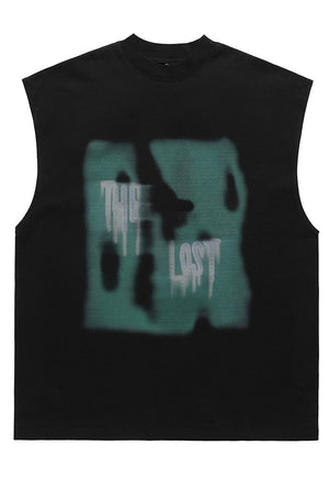 Grunge tank top surfer vest lost slogan sleeveless t-shirt