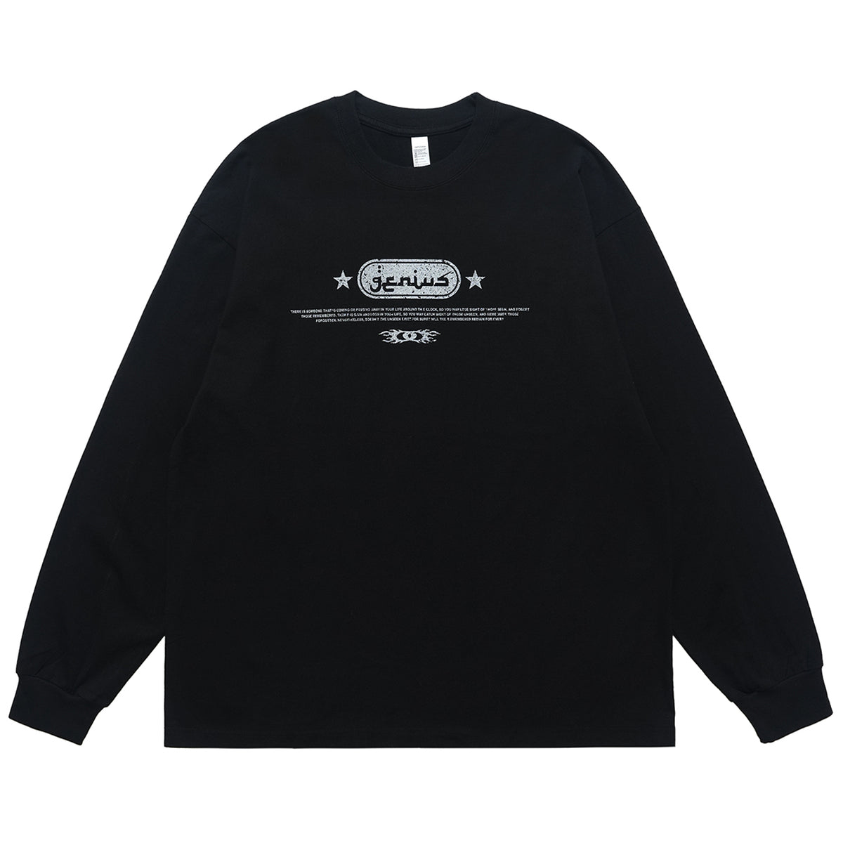 Genius slogan jumper 00s grunge long sleeve top skater t-shirt in black