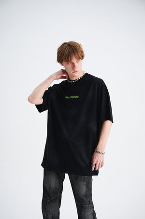 Creepy skeleton t-shirt bones cartoon top scary skull tee in black