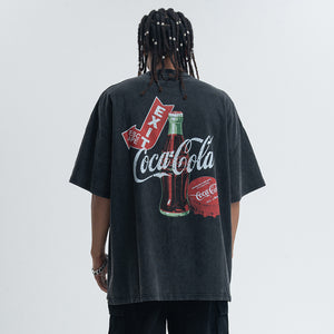 Vintage Coca Cola t-shirt retro cartoon top soft drink tee in black