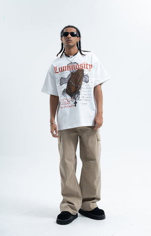 Prayer t-shirt cross print tee religion top in white