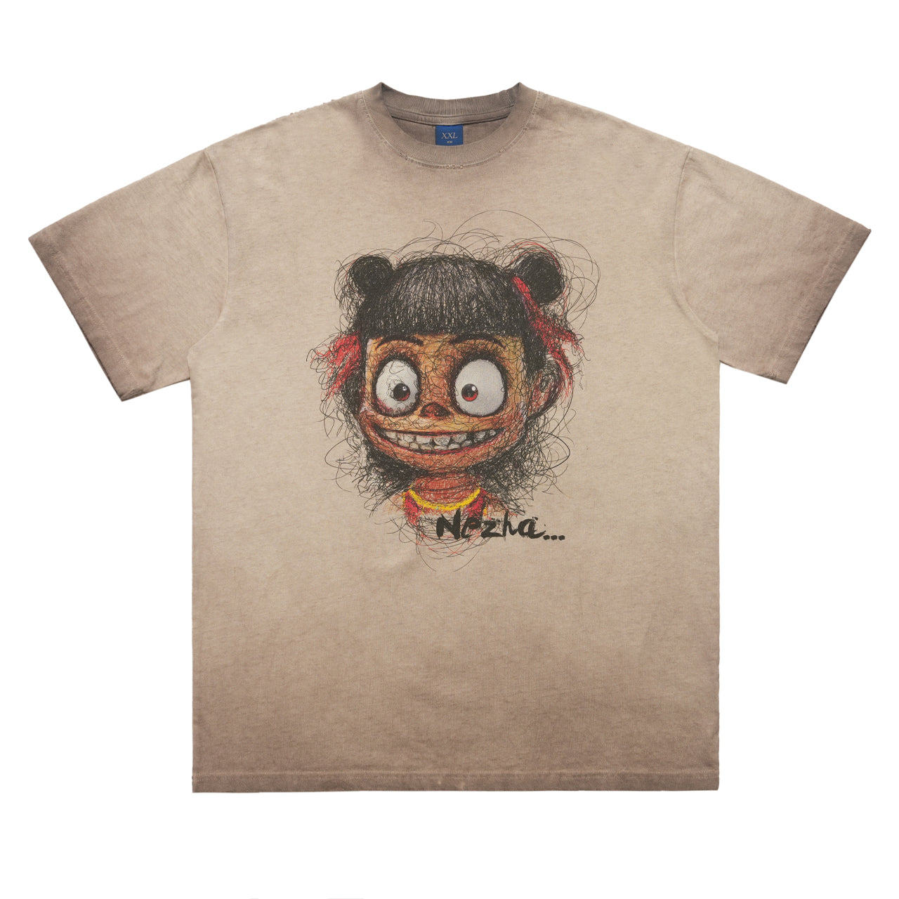 Scary cartoon t-shirt creepy anime top grunge retro horror tee in Grey