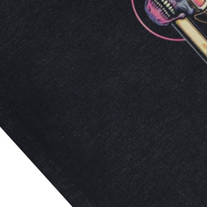 70s car print sleeveless t-shirt motorsports surfer vest retro racing cartoon tank top in acid wash black