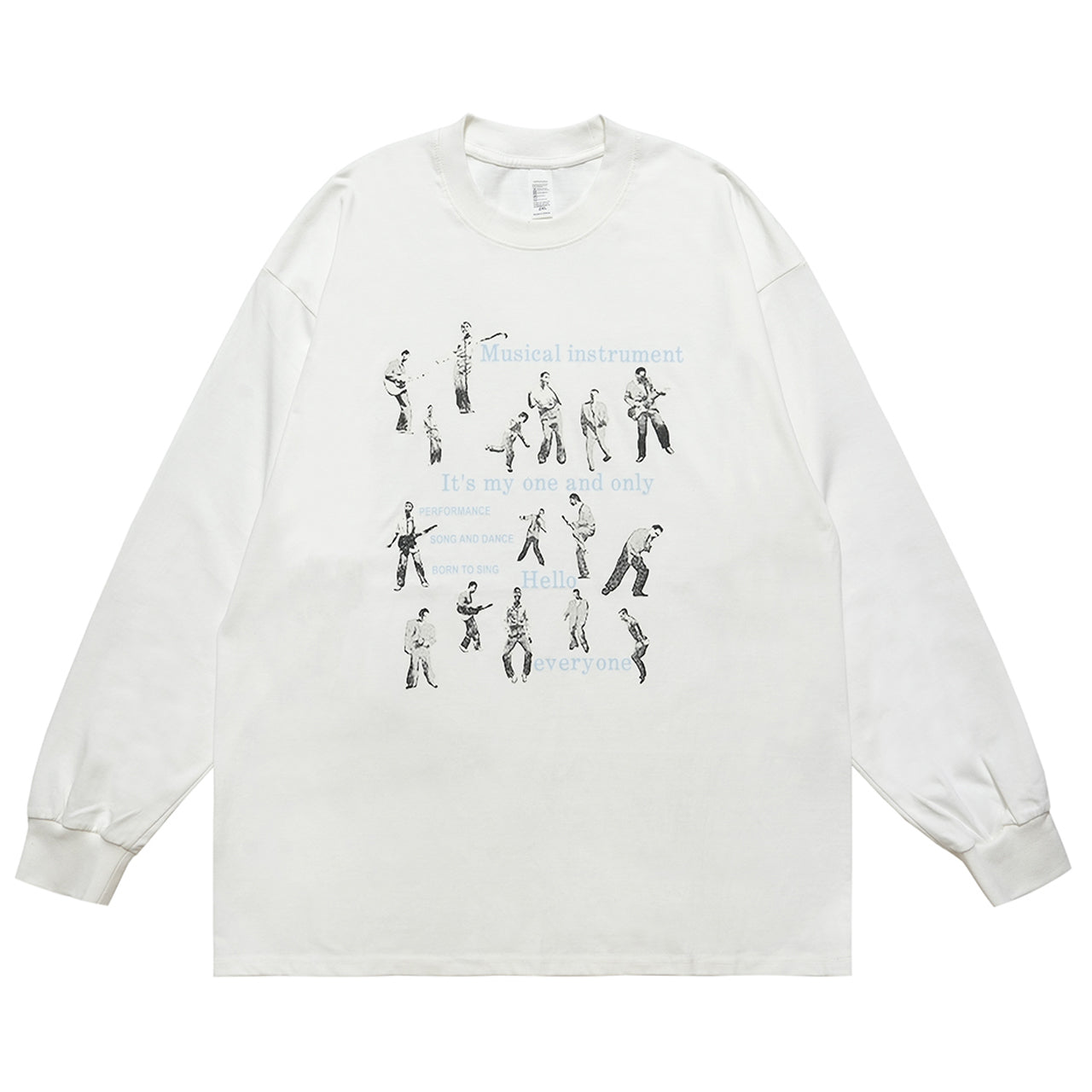 Retro poster jumper musician print long sleeve top 70s grunge t-shirt in white