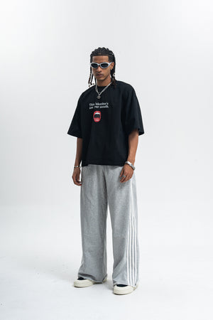 Valentines day t-shirt mouth print top y2k lovers tee in black