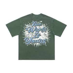 Psychedelic graffiti t-shirt hell slogan top grunge tee in black