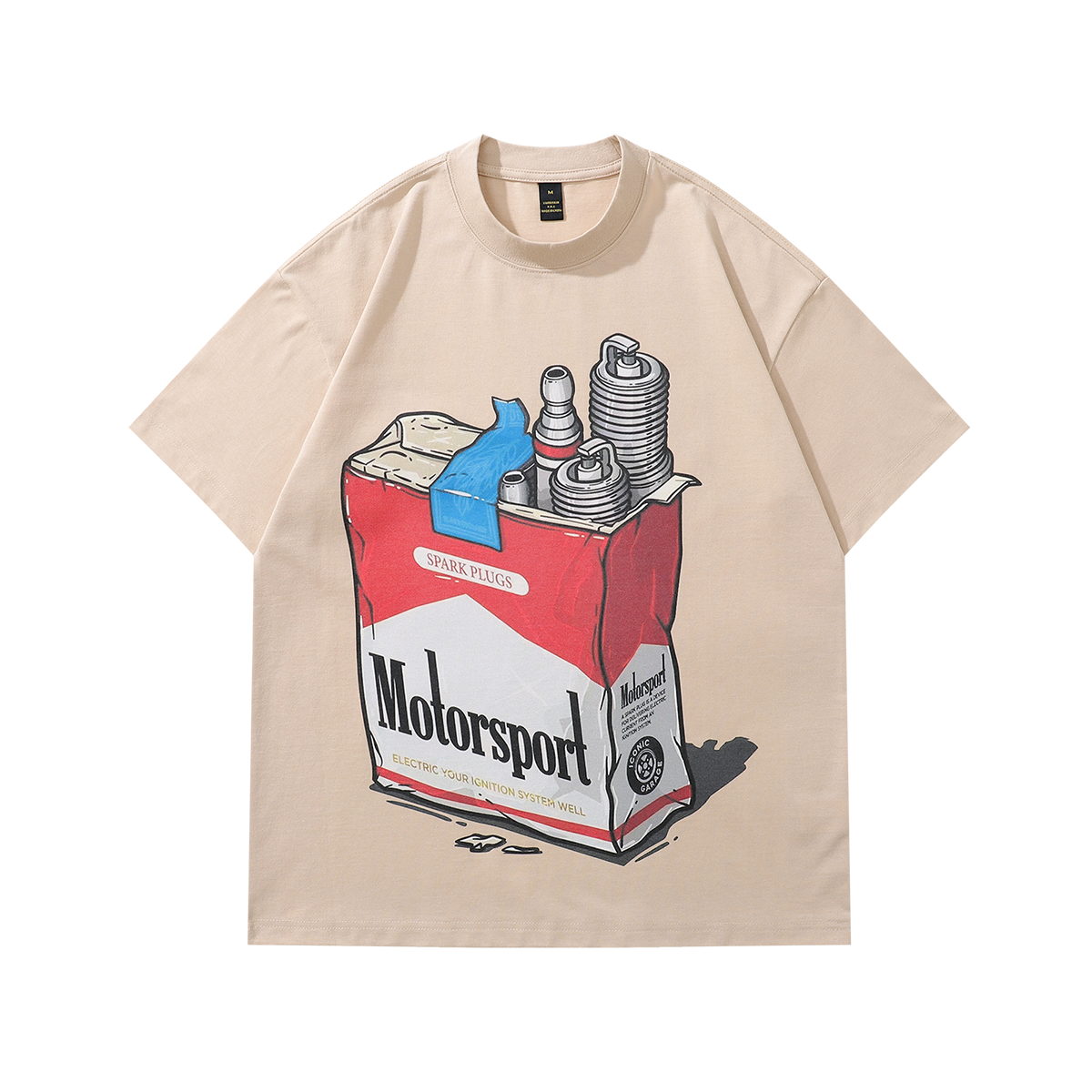 Motorsports t-shirt retro racing tee funny y2k top in cream