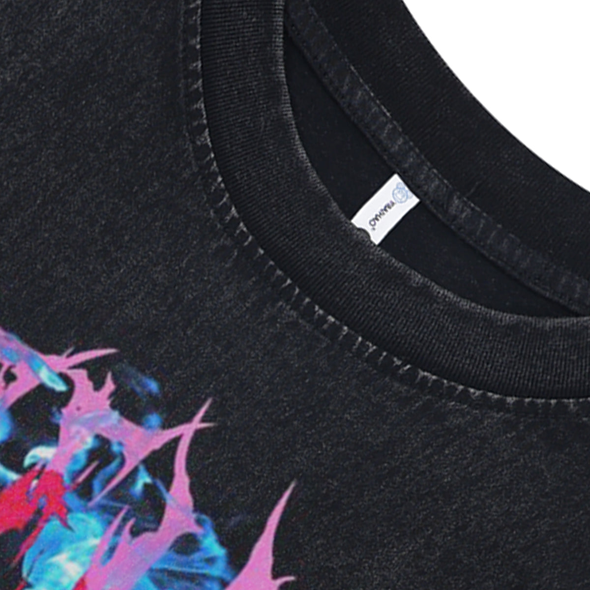 Psychedelic sleeveless t-shirt sculpture cartoon surfer vest raver tank top in acid wash black