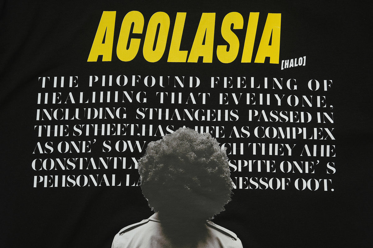 Disorder t-shirt psyhedelic top Acolasia slogan tee in black