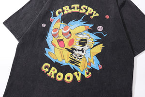 Creepy cartoon t-shirt skeleton tee retro bones top in vintage grey