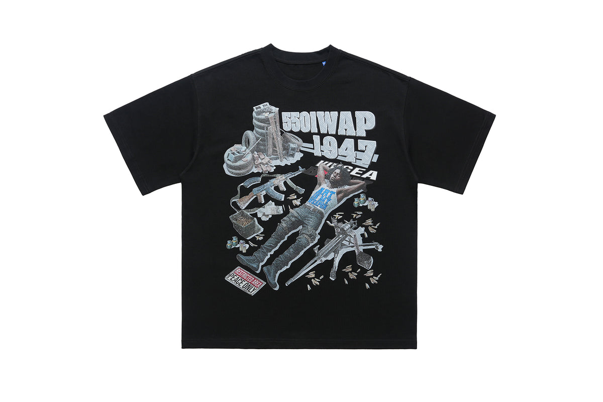 Rapper t-shirt 00s hip-hop tee gangster top in black