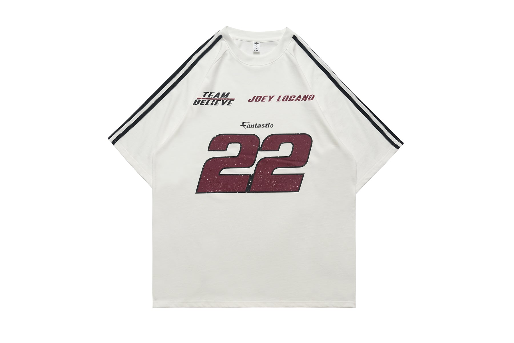 Racing t-shirt 22 number top motorsports tee in white