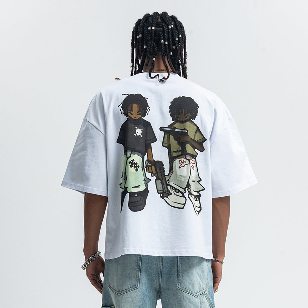 Gangster t-shirt Mafia slogan tee retro hip-hop top in white