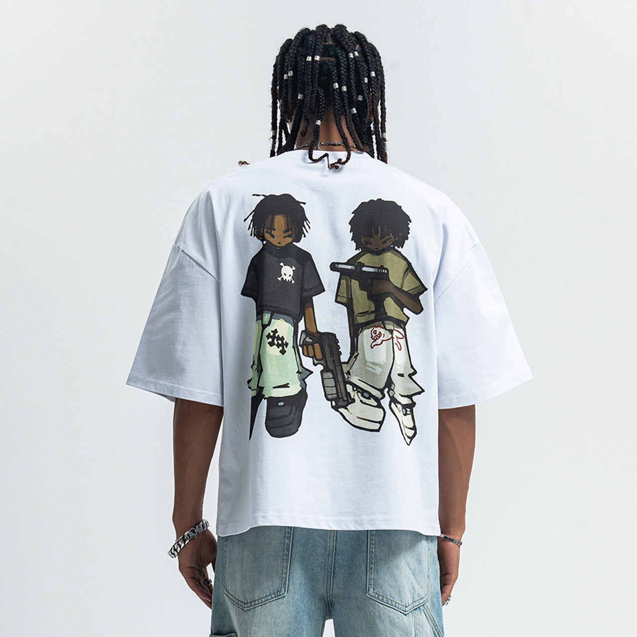 Gangster t-shirt Mafia slogan tee retro hip-hop top in white